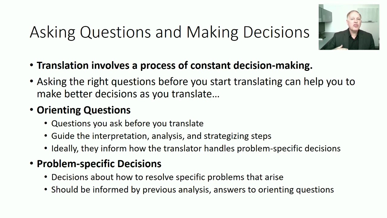 Analysis in Translation