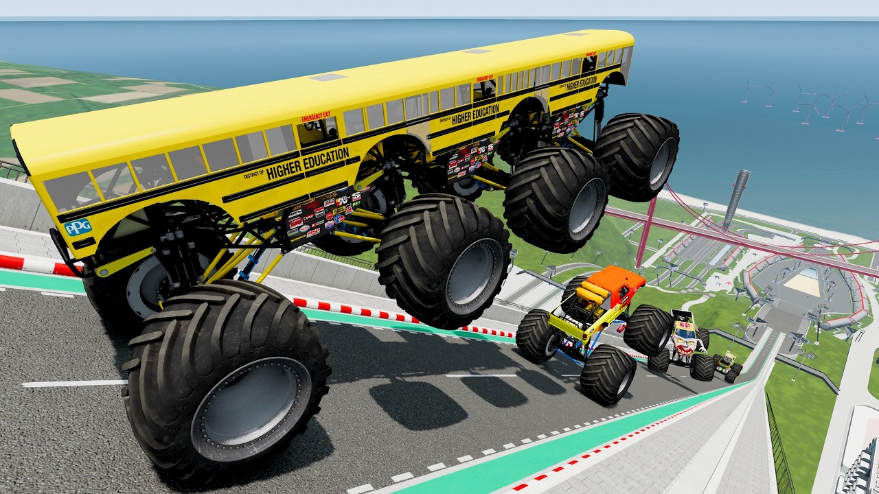 BMNG Drive - Epic High Speed Monster Truck Jumps & Crashes #069 - BeamNG Drive