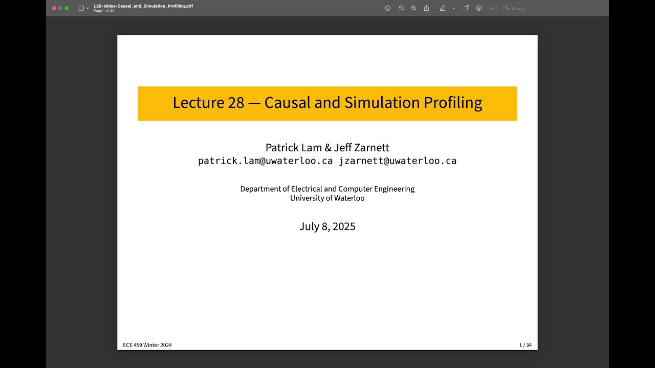 ECE 459 Lecture 28: Simulation Profiling