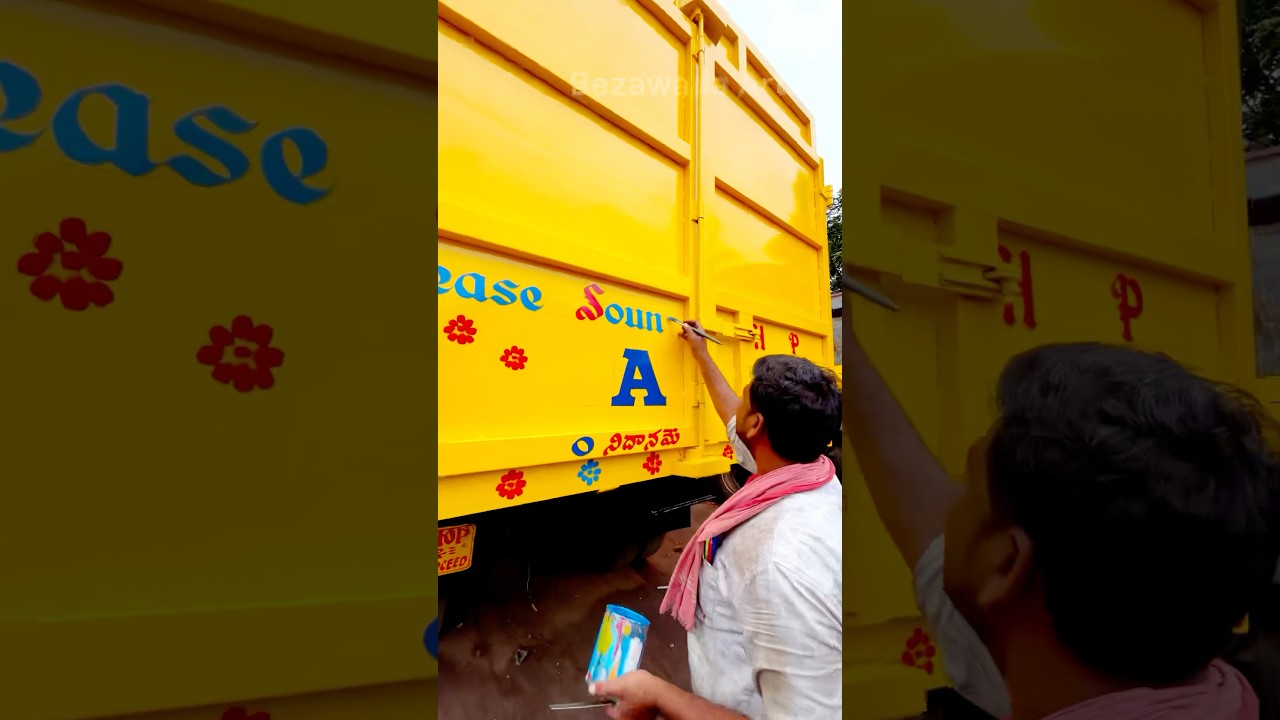 Viral Sensation! Street Artist Turns TATA Truck into MASTERPIECE with Paint Art! #viral #shorts .