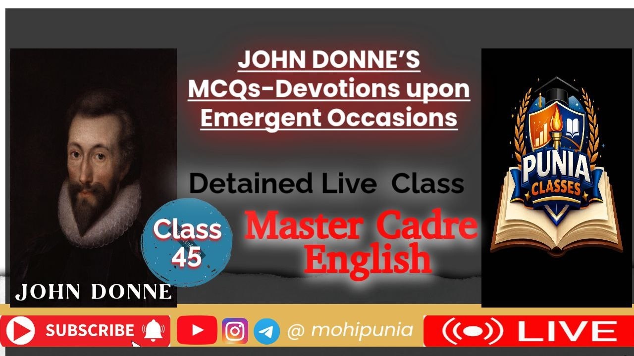 MCQs - Devotions upon Emergent Occasions #johndonne | LIVE CLASS 45 | Master Cadre English