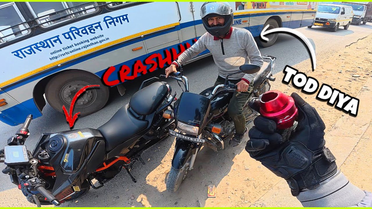 CRASH 💥 TOD DIYA￼ EK AUR NUKSAAN HO GIYA #crash #bikecrash #accidentvideo #accident #bikerlife 