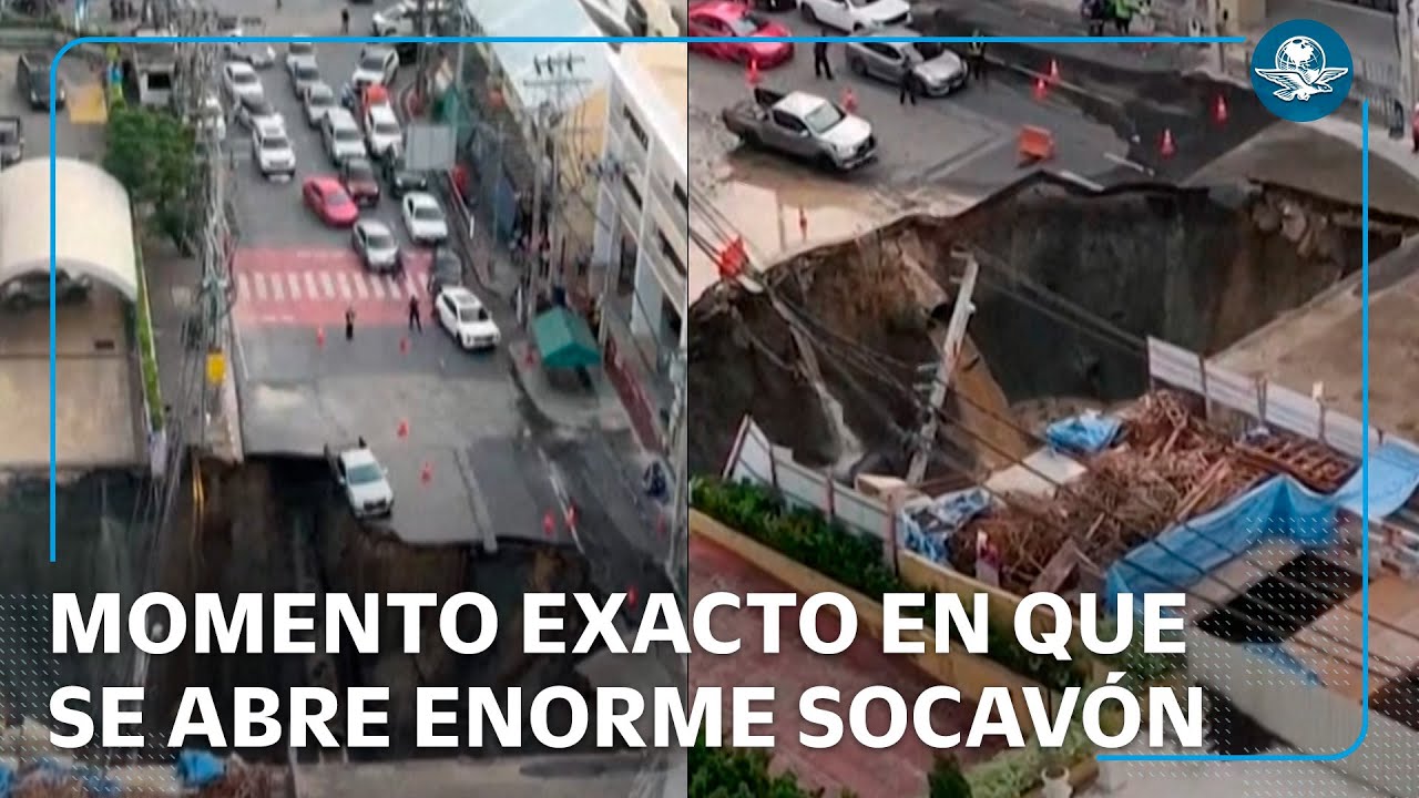 Enorme socav&oacute;n de 50 metros de profundidad obliga evacuaciones y provoca caos vial