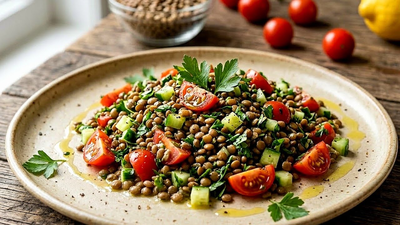Fresh Mediterranean Lentil Salad | A Healthy and Refreshing Bowl for Any Day 🥗