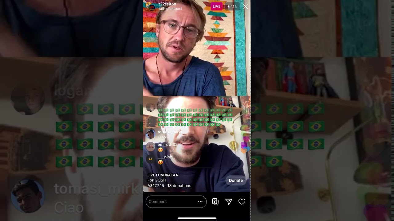 Tom Felton InstaLive with Grant Gustin May 1st 2020