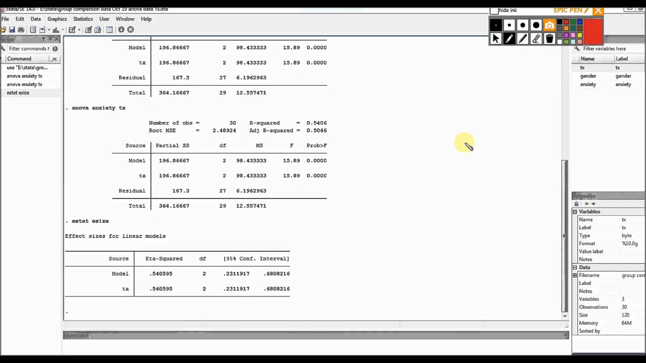 Basics of one way anova and Tukey's post hocs using Stata 14