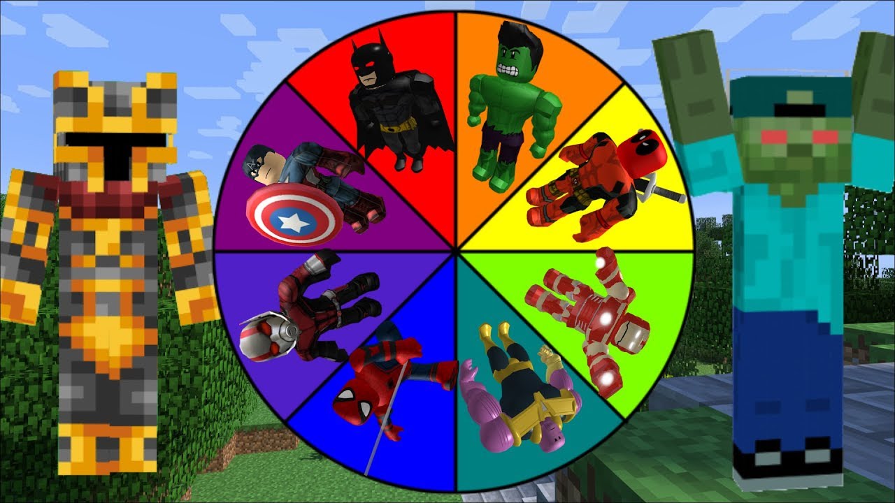 DANGEROUS WHEEL OF FORTUNE WITH EVIL SUPERHEROES!! DONT SPIN THE WRONG WHEEL!! Minecraft Mods