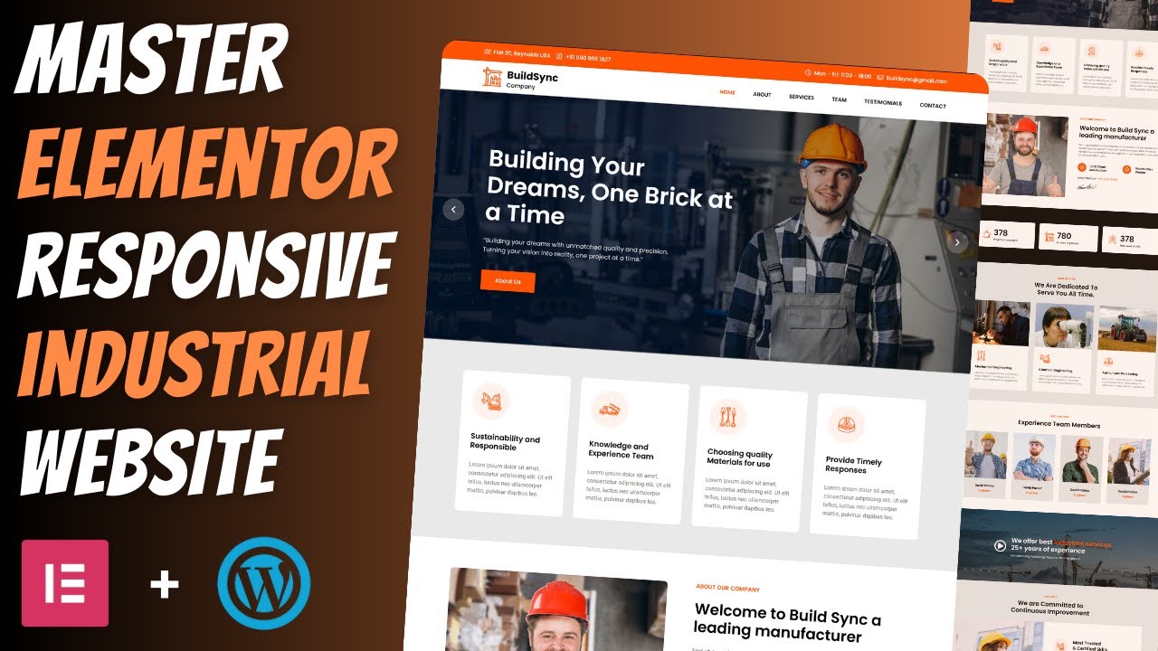 🔥Complete Responsive CONSTRUCTION WEBSITE using ELEMENTOR | Wordpress Elementor Tutorial 2025