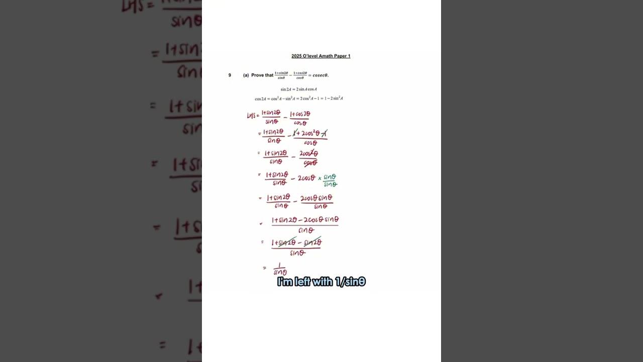 2025 O level Amath Paper 1 Q9