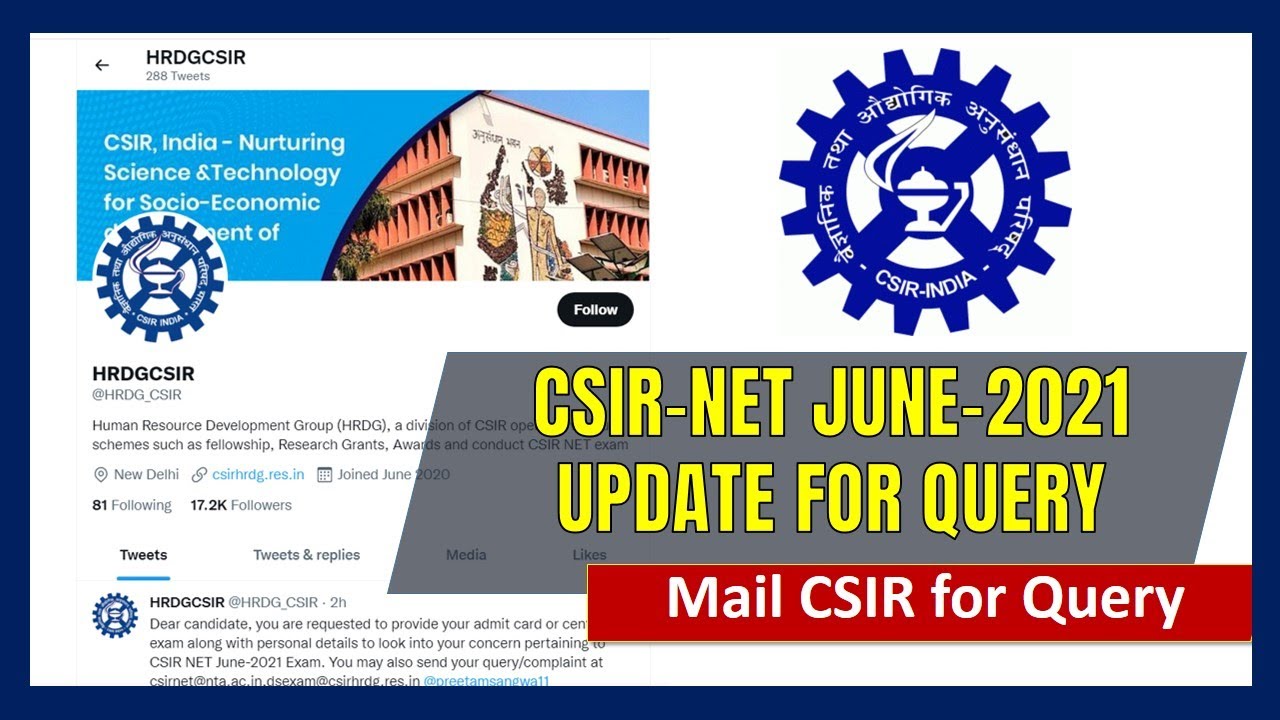 CSIR-2021 Latest Update Regarding Exam & Center Issue