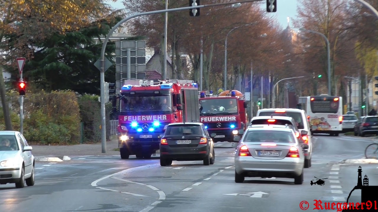 [HD] Freiwillige Feuerwehr Stralsund Einsatzfahrt TLF4000, SW2000 + FuStW