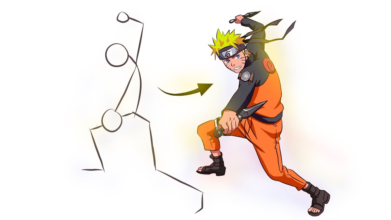 How To Draw Naruto Uzumaki From a Stickman | Easy Step by Step (Full Body)