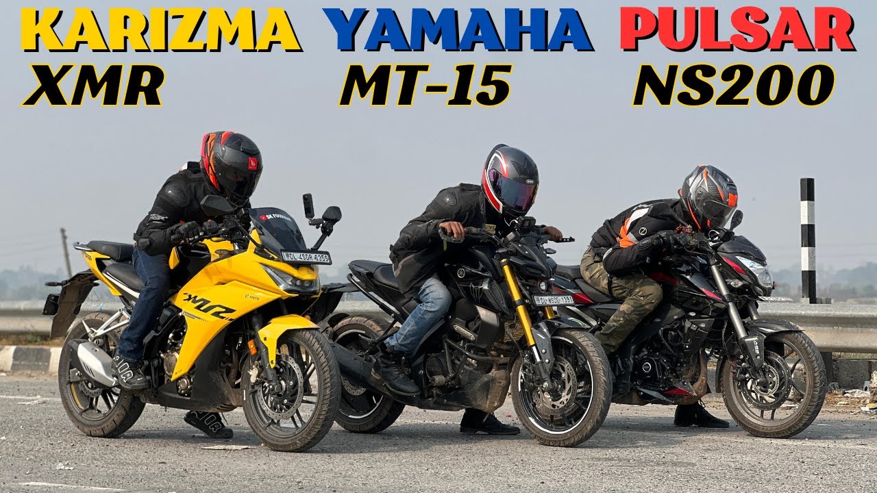 Karizma XMR vs Pulsar NS200 vs Yamaha MT15 Drag Race 🔥🔥 | Triple Battle | The UP46 Rider |