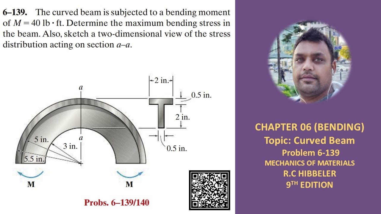 6-139 | Determine maximum bending stress in curved beam | Mechanics of materials RC Hibbeler