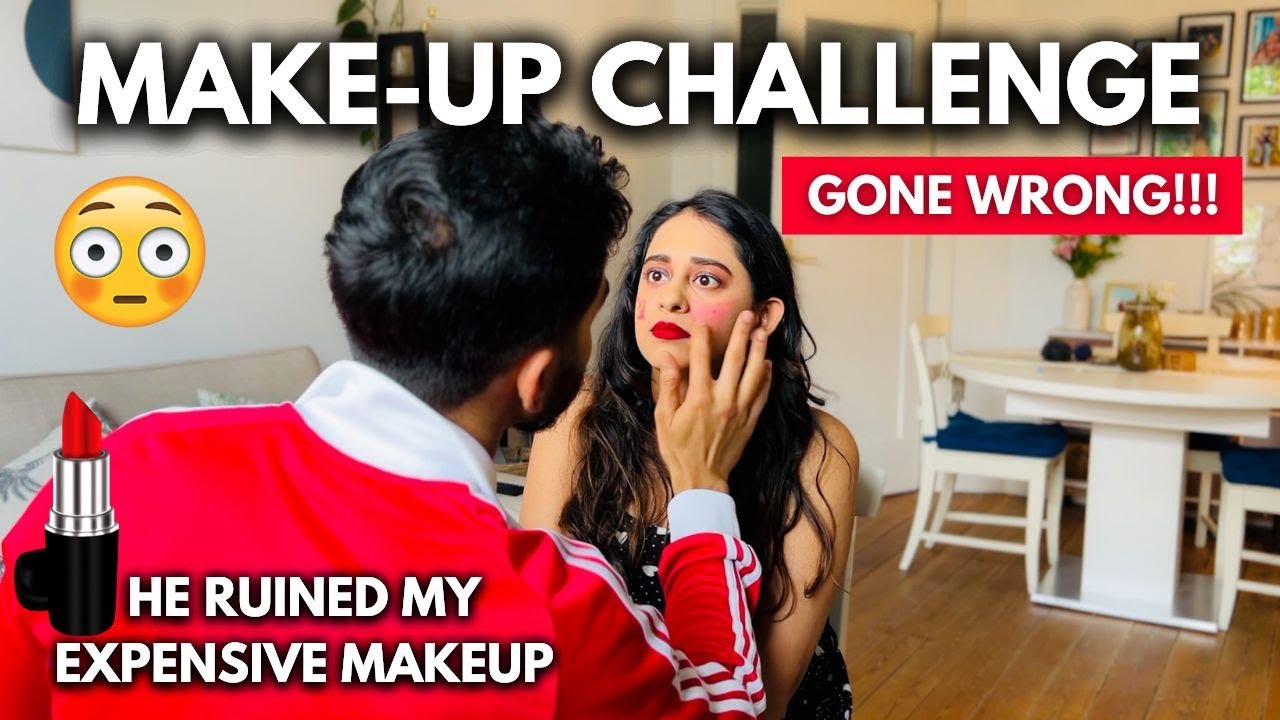 Husband Does My Make-Up 😳 | We had a FIGHT!! | Challenge Video