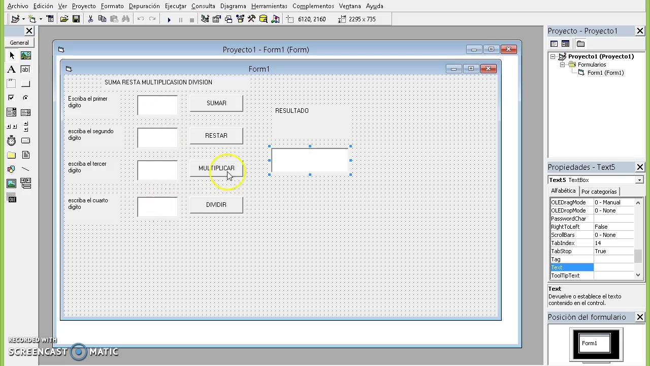 SUMA, RESTA, MULTIPLICACIÓN Y DIVISIÓN EN VISUAL BASIC