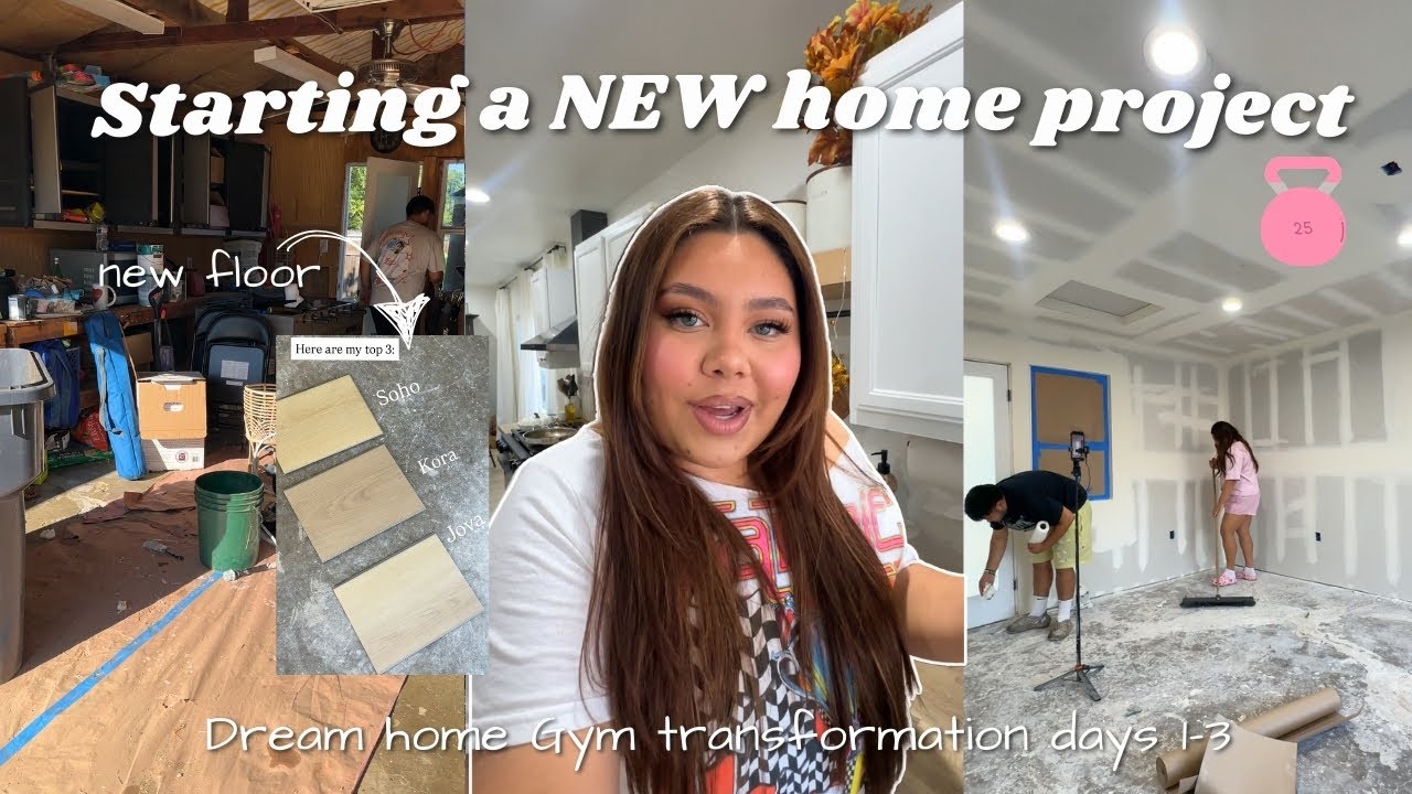 Starting my Dream Home Gym Transformation | Days 1-3 | Flooring pick, drywall, taping