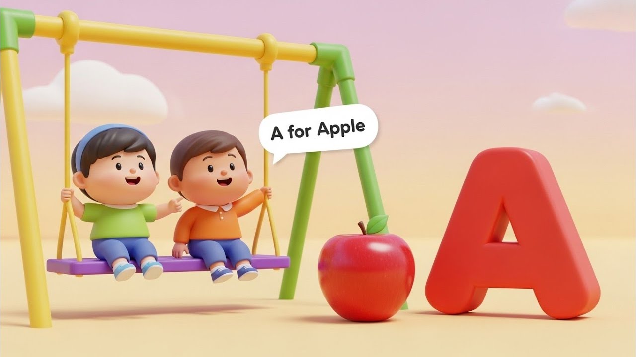“Jhule Par Bache 😄 | A for Apple 🍎 | Kids Learning Video”