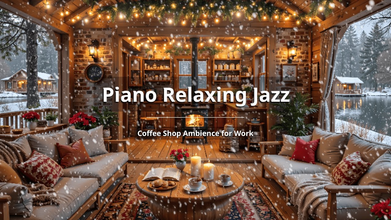 NO ADS | Cozy Coffee Porch Ambience & Soft Jazz Background Music - Good Mood with Calm Winter Jazz