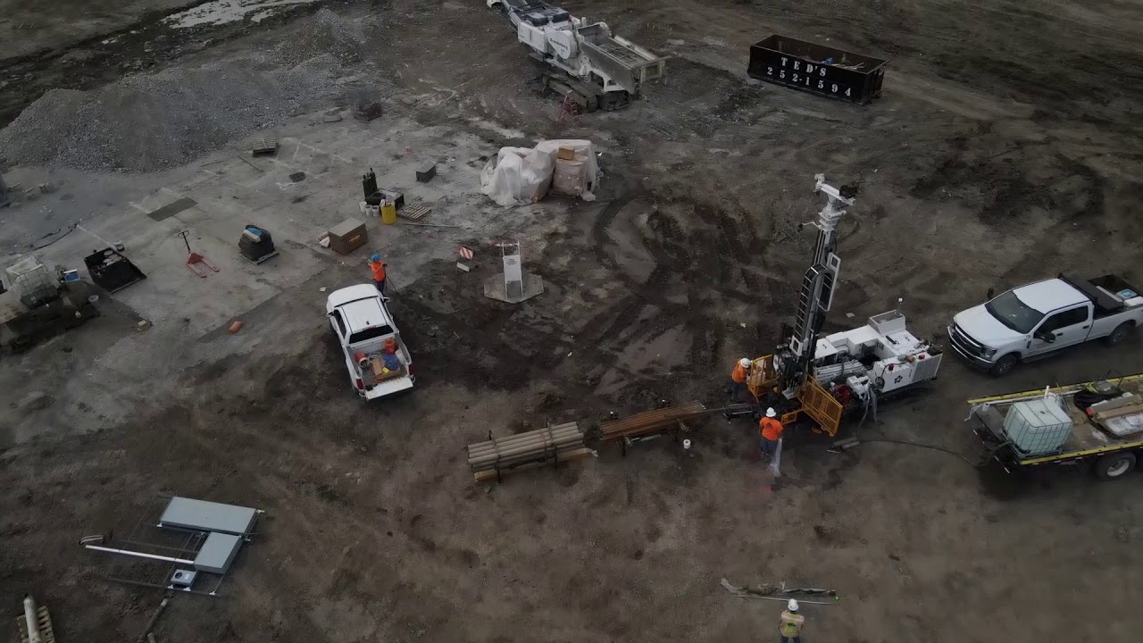 Sonic Drilling Capabilities With Drone Footage