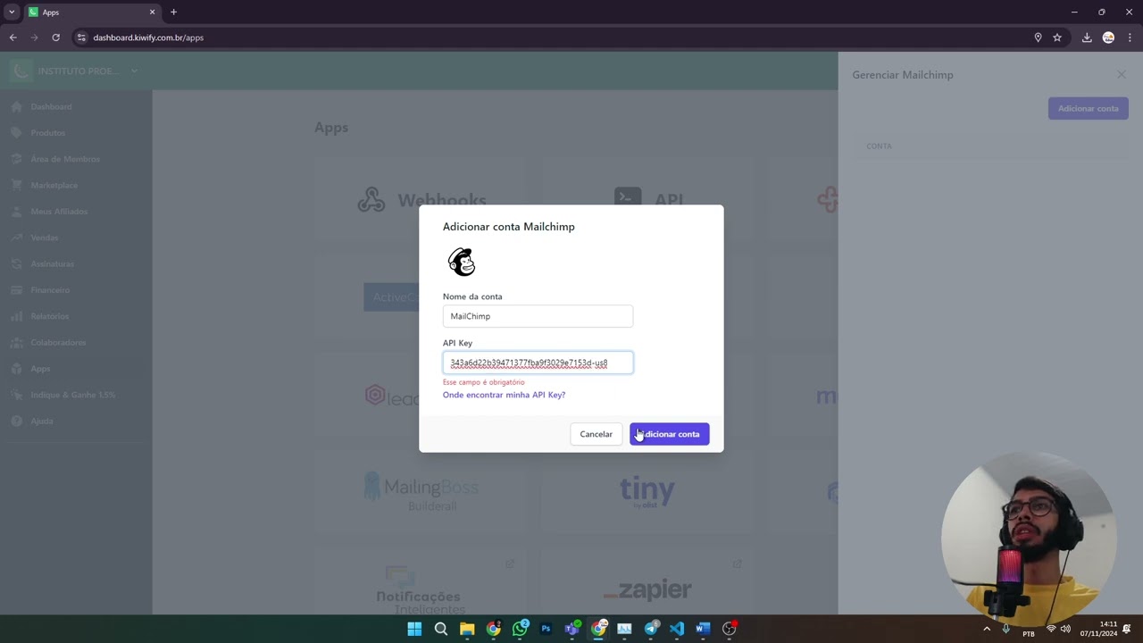 Como configurar MailChimp na Kiwify