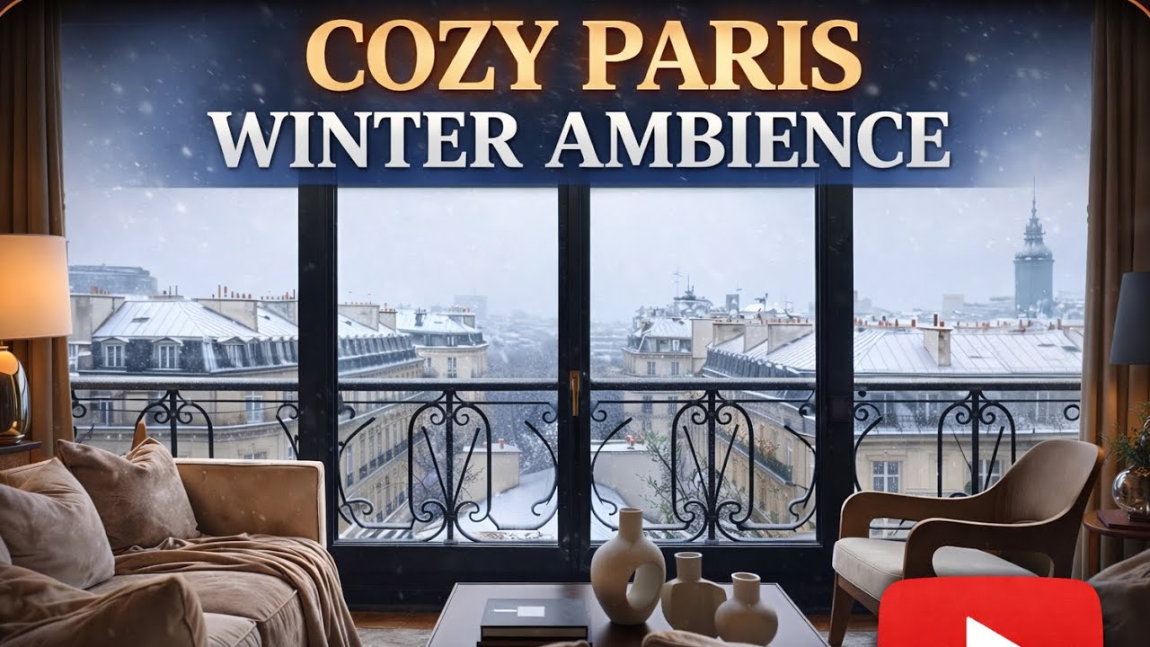Cozy Paris Winter Ambience| Relax, Focus & Sleep |Snowy City View |فضای زمستانی پاریس | آرامش، تمرکز