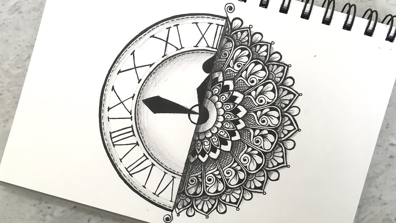 Watch 3D mandala art | Beautiful clock mandala drawing