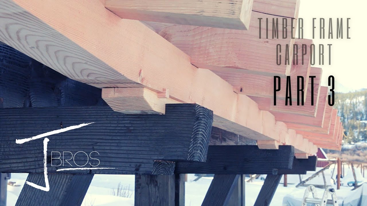Building a Timber Frame Carport PART 3 - Installing Rafters and Purlin Beam