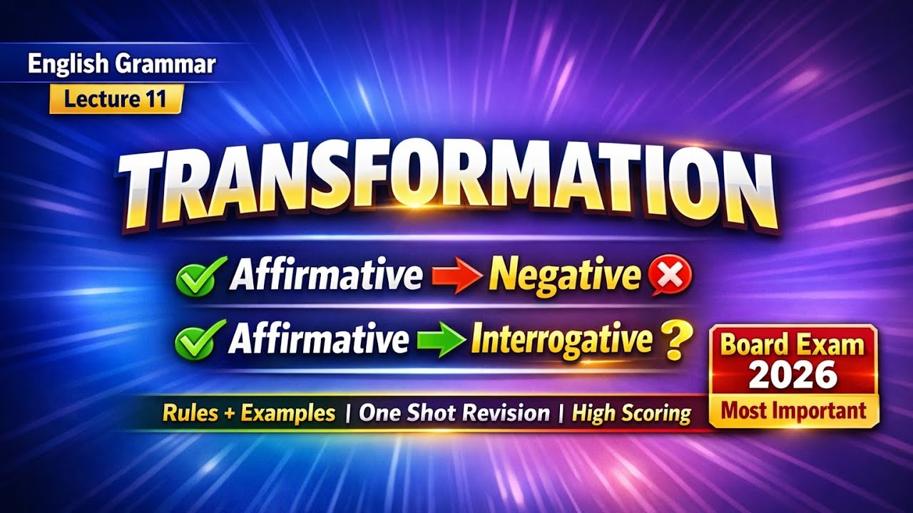 English Grammar Lecture 11 Transformation Affirmative to Negative and Interrogative sentences 