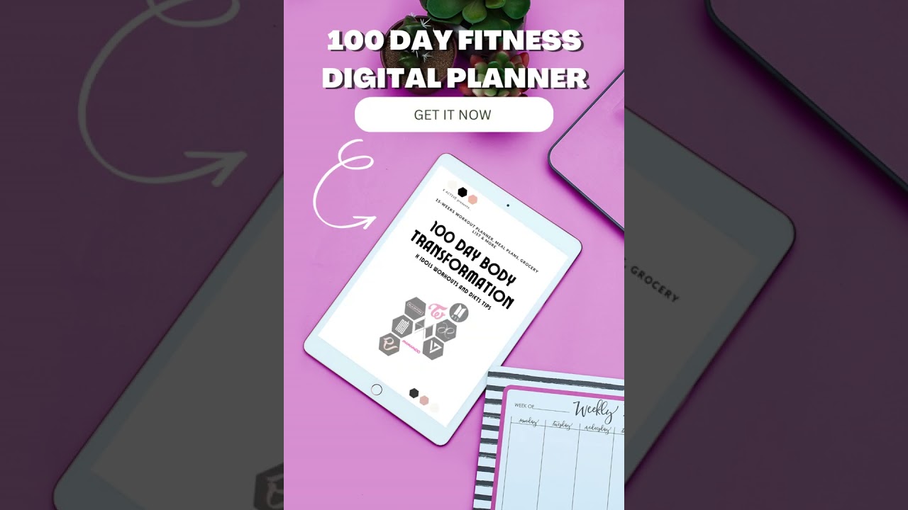 Kpop Idol inspired 100 Day Body Profile Fitness Digital Planner | Meal Prep, Grocery Haul, Diet Tips