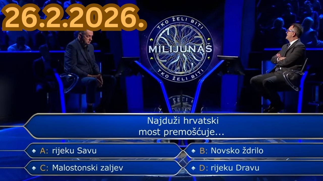 Tko želi biti milijunaš - 26.2.2026.