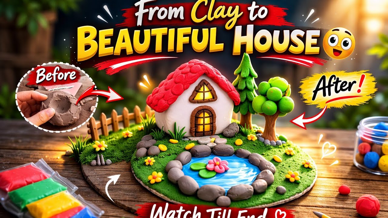 Creative art and Craft making || Amazing DIY Clay art house