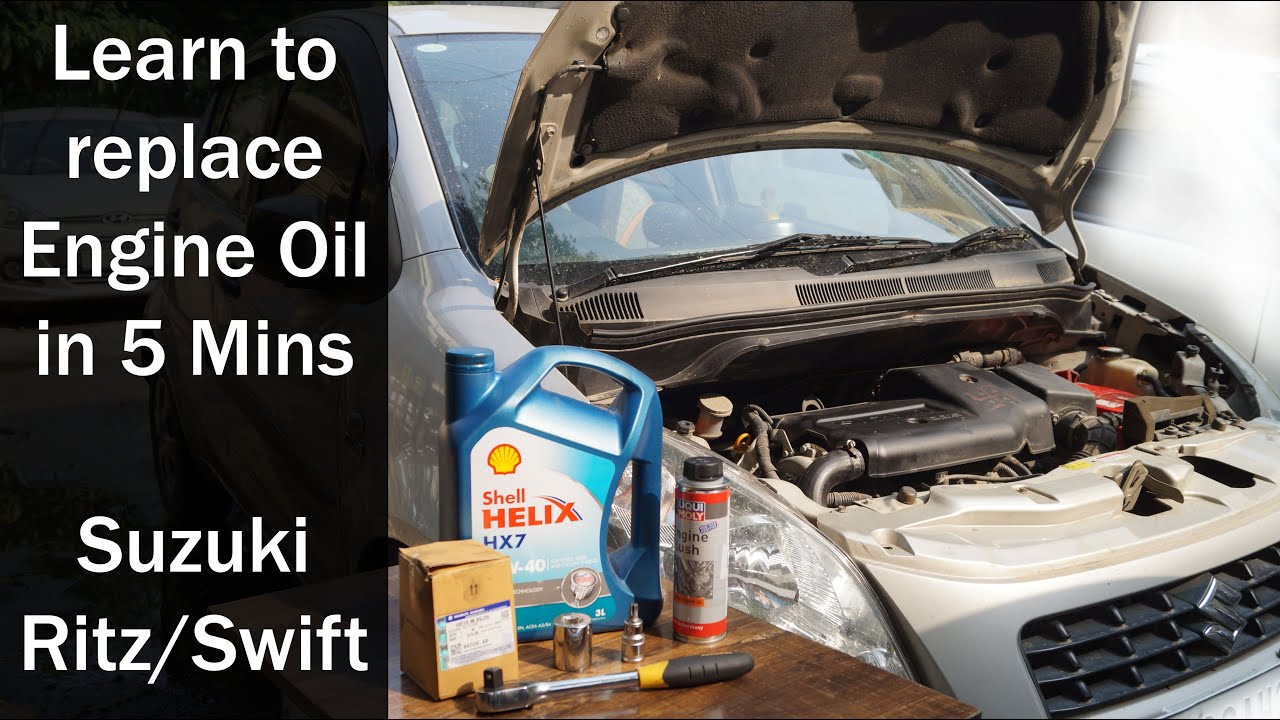 Learn how to change car Engine oil in 5 Minutes || Suzuki Ritz/Swift Oil & Filter replacement Guide