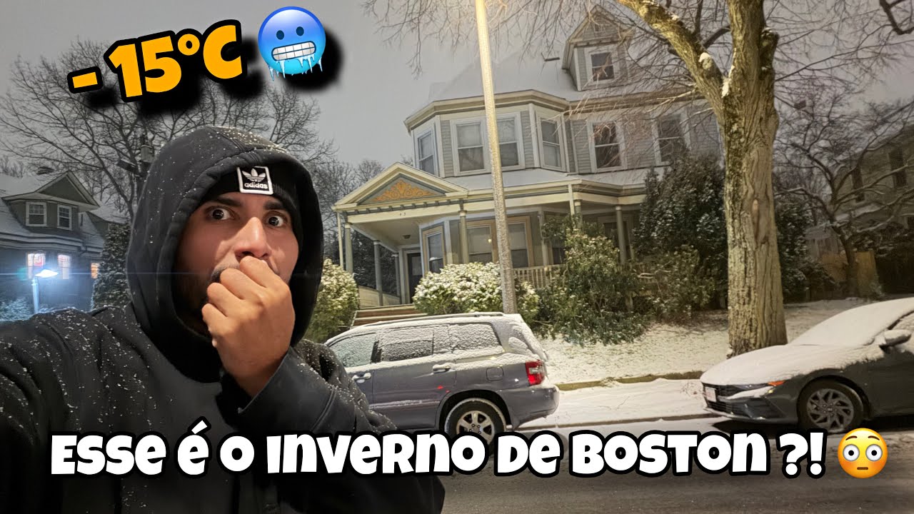 A REALIDADE DE UMA NOITE DE NEVE NOS EUA | ANDANDO POR BAIRROS DE BOSTON ❄️