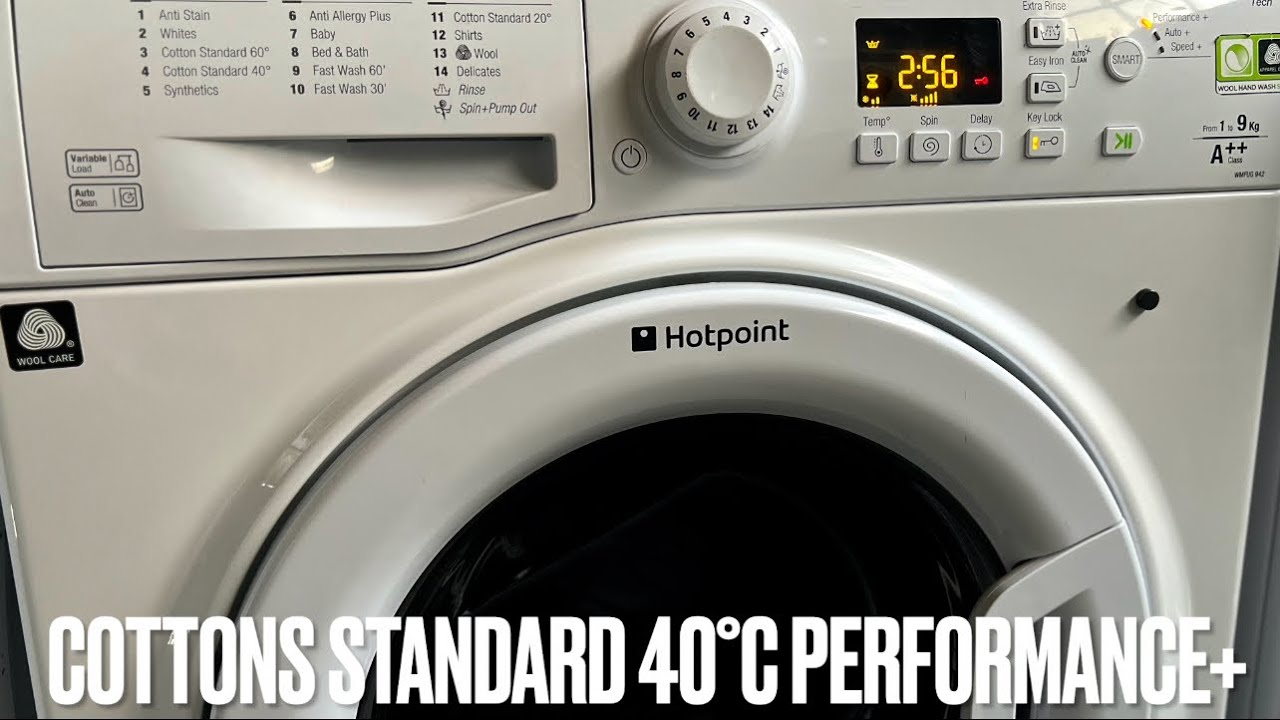 Hotpoint Smart Tech WMFUG942 - Cottons Standard 40°C Performance+