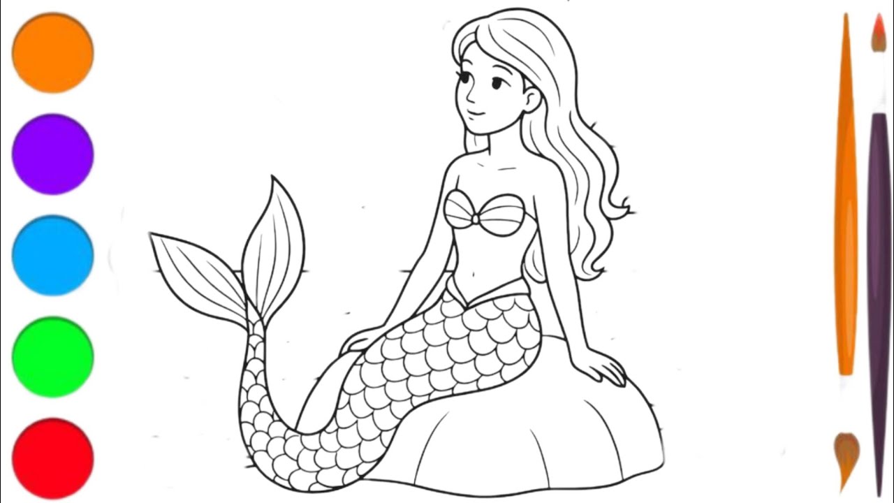 Beautiful Mermaid Step By Step For Kids | Mermaid Drawing Easy For Kids | Kids Drawing Easy | 