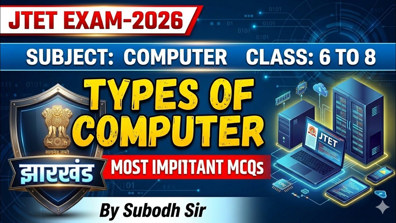 JTET Exam -2026 | Computer Science | 6-8 | Most Important Questions | Types of Computer | Unit-1
