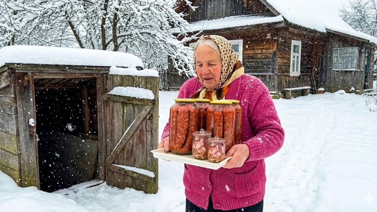 85-Year-Old Grandma Prepares Winter Reserves — Ukrainian Cooking in a Remote Mountain Village