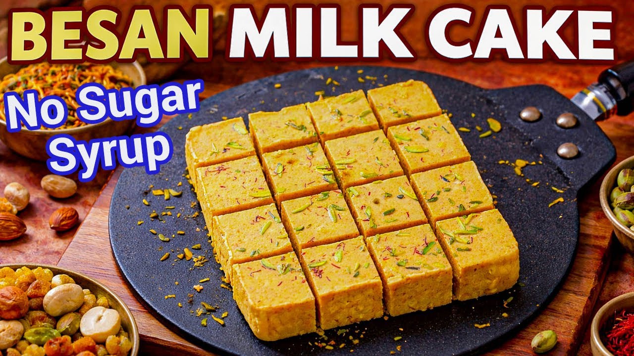 Besan Milk Burfi Recipe | Soft, Melt-in-Mouth Milk Cake | Easy Indian Sweet | Besan Burfi Recipe