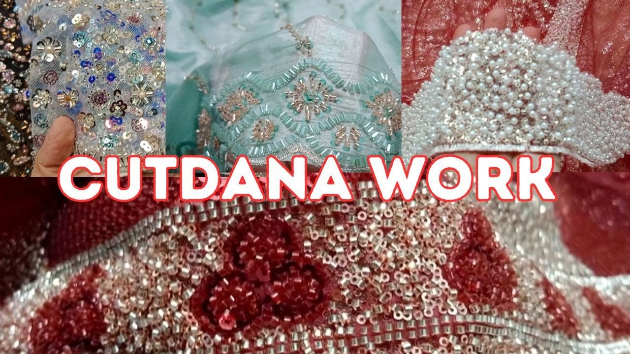 Cutdana Work Embroidery designs🔥💥 | cutdana work dress | cutdana work | cutdana Net Fabric👗