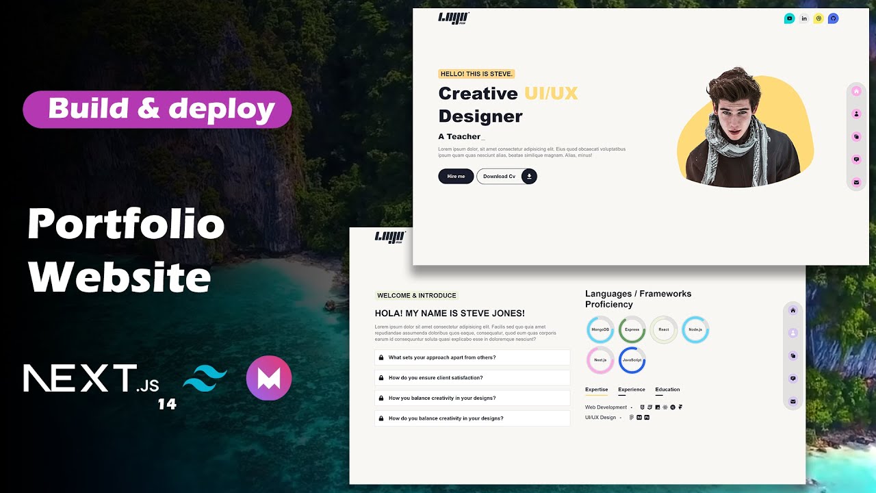 Next.js Portfolio 2024 - React Portfolio Website Using Tailwind CSS Framer Motion - Build and Deploy