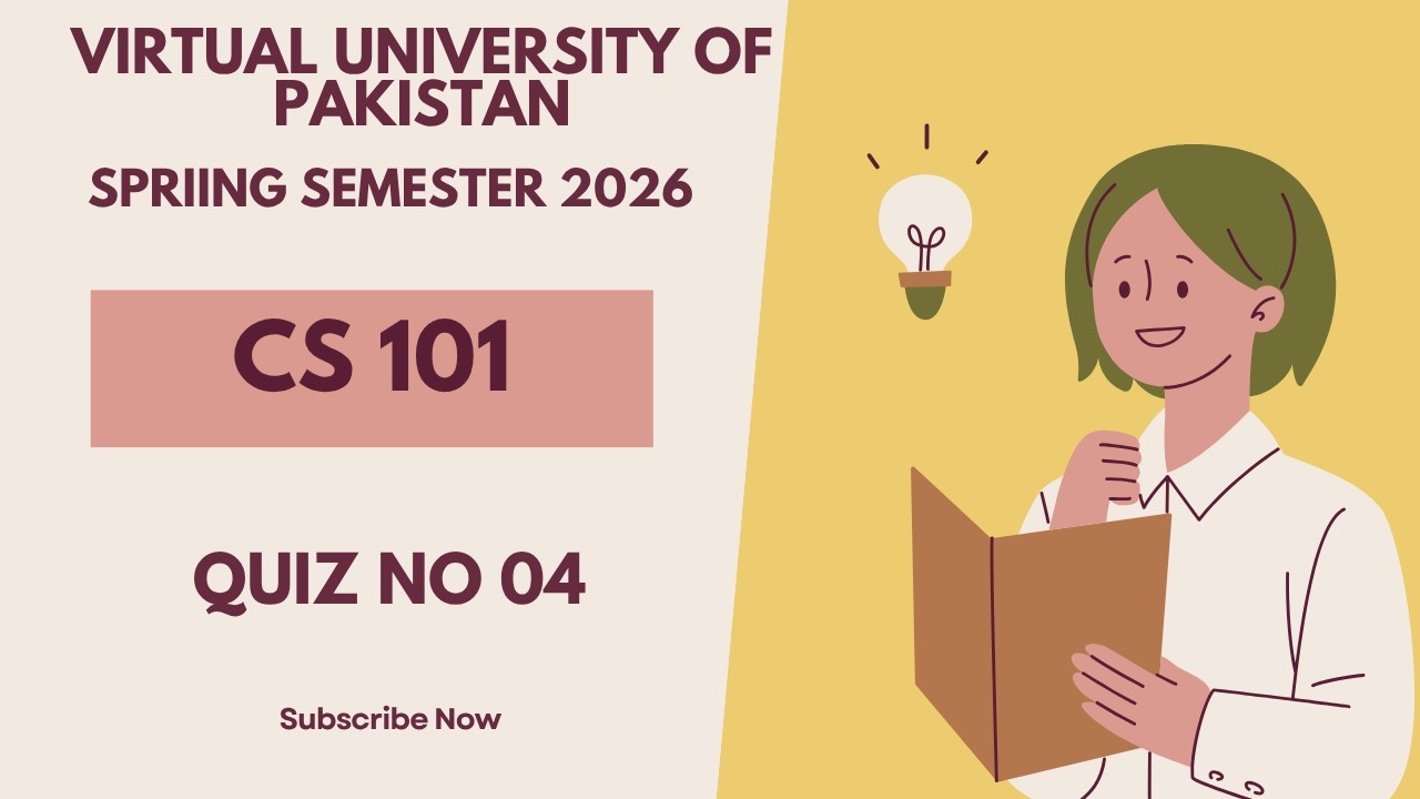 Introduction to Computing (CS 101) | Quiz No 04 | Virtual University | Spring Semester 2026