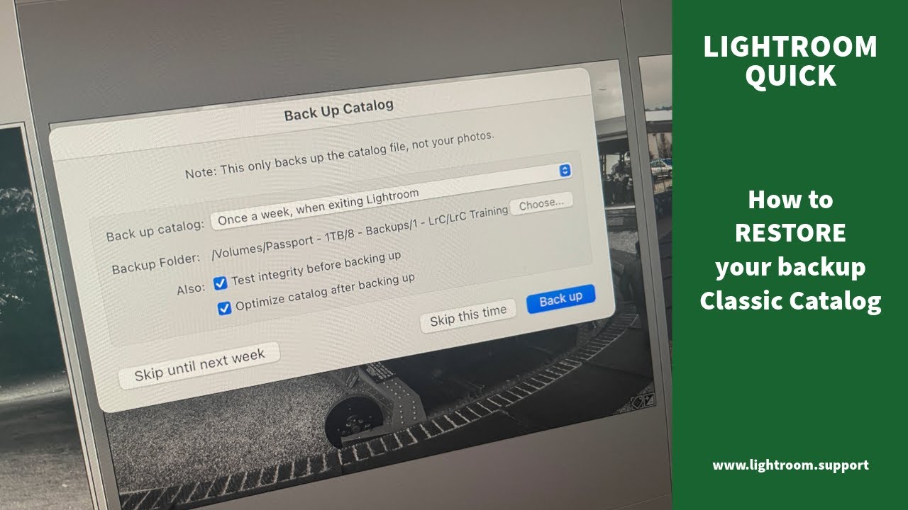 Lightroom Classic Restoring a Catalog Backup
