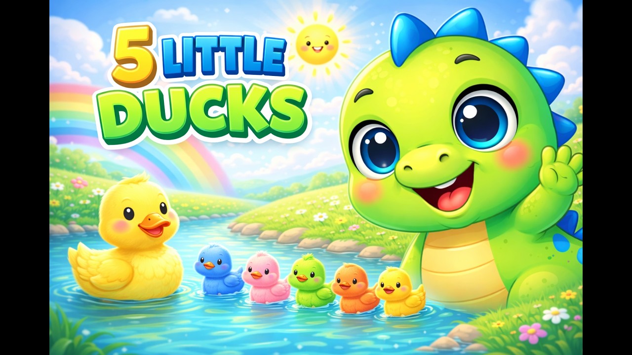 Five Little Ducks Song🦆 | Counting Song with Tinku the Cute Dino 🦖🎶