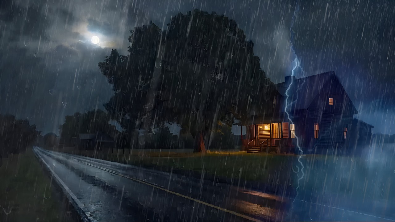 Drift Off to Sleep in the Storm with Heavy Rain on a Metal Roof and Thunder at Midnight