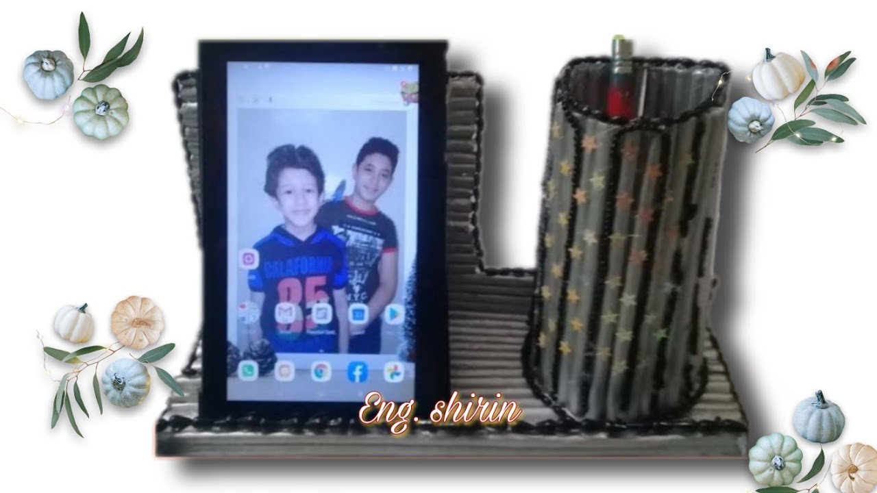 حامل أقلام ورقي وهولدر للموبايل من الورق paper pens stand and mobile phone holder with paper crafts