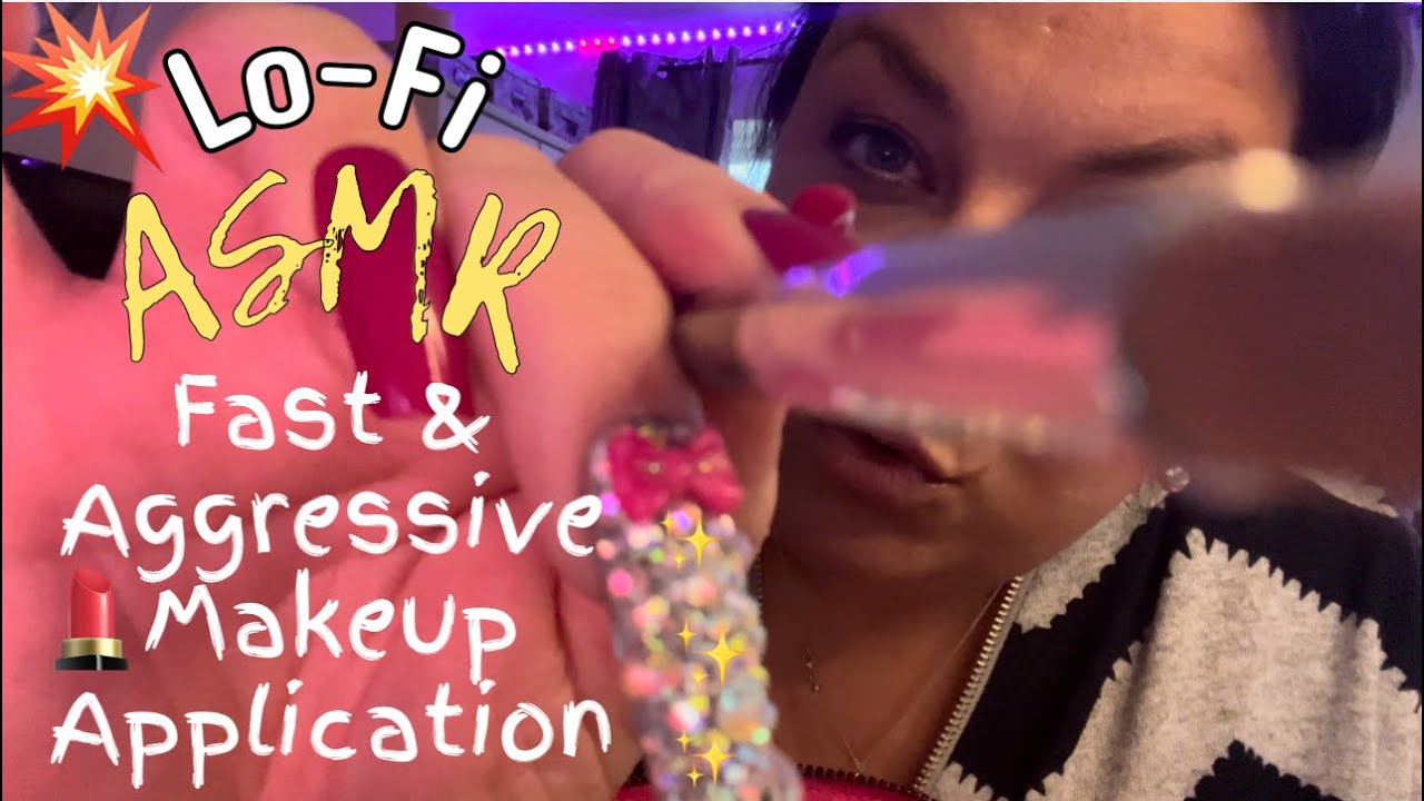 ASMR // Fast & Aggressive makeup 💄 Application •LOFI• chewing gum•
