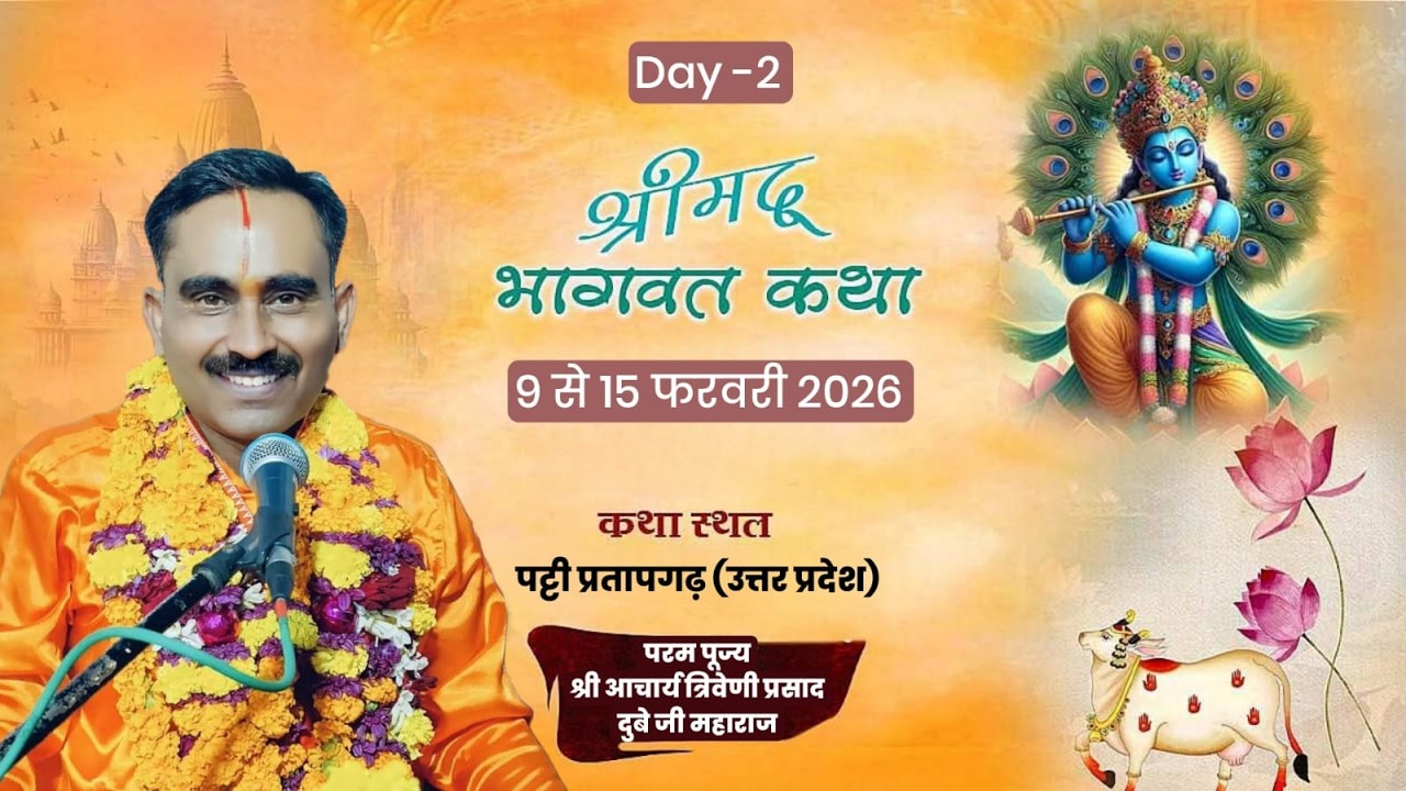 #live - Shrimad Bhagwat Katha ! Day - 2 ! 8 To15 2026 February ! patti  UP ! त्रिवेणी प्रसाद दूबे जी