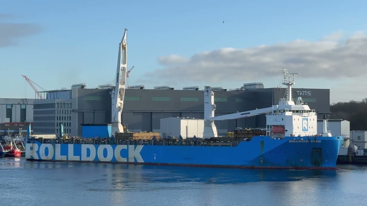 Ankunft Schwerlast-Frachtschiff ROLLDOCK STAR bei TKMS Kiel 14.1.2026