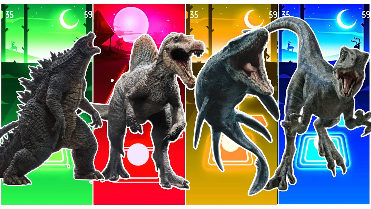 Godzilla minus 🆚 Spinosaurus  🆚 Shark 🆚 Indoraptor || Coffin Dance Song Tiles Hop Edm Rush